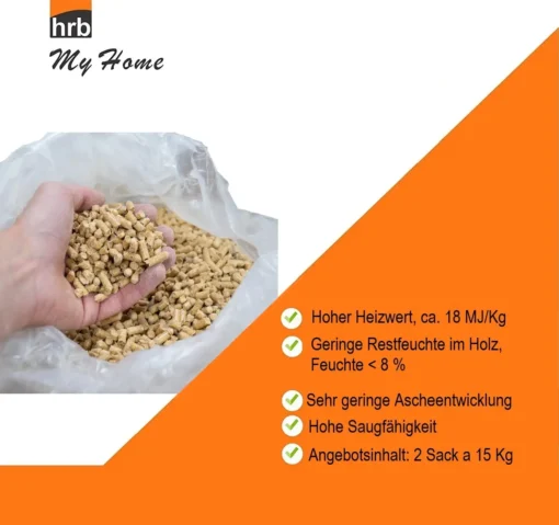 Sacs de 30 kg de pellets en bois DIN – Image 2