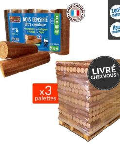 Bois densifié woodstock qualité premium – 3 palettes de 104 packs de 9.65 kg