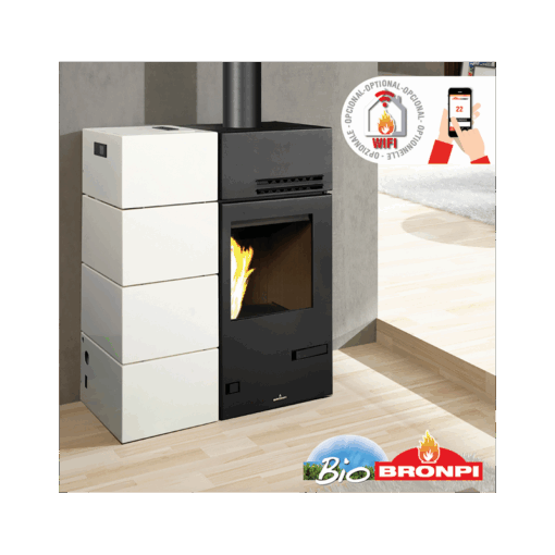 Poêle hybride ventilé bois granules – BRONPI Mixte Carol 15 kW bûches/granulés – Image 2